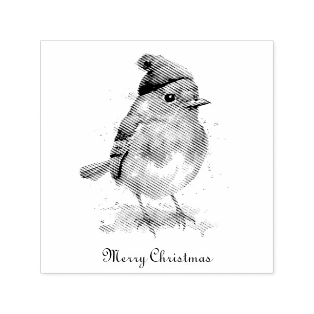 Classic Christmas Robin, custom  Self-inking Stamp (Design)