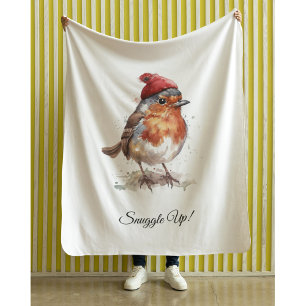 Classic Christmas Robin, custom  Sherpa Blanket