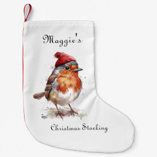 Classic Christmas Robin, custom Small Christmas Stocking
