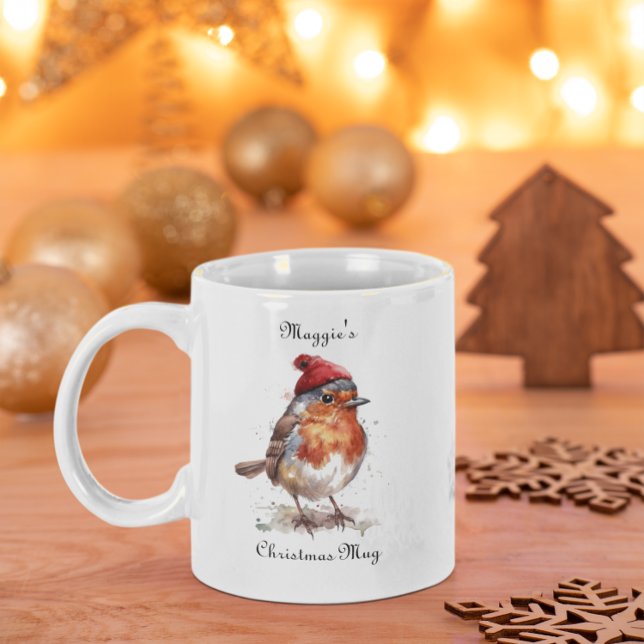 Classic Christmas Robin, custom  Two-Tone Coffee Mug (Creator Uploaded)