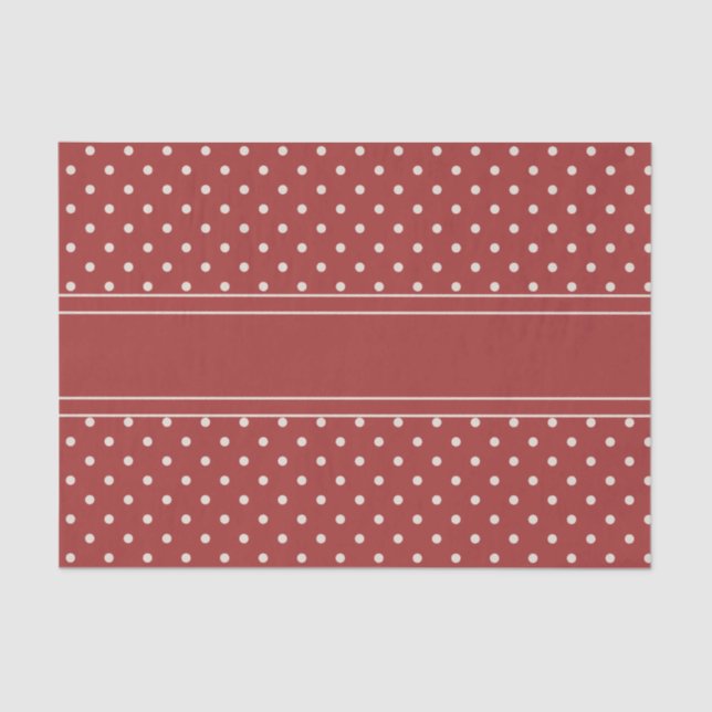 Classic Christmas Rustic Red Ivory Dot Stripe Tissue Paper (Front)