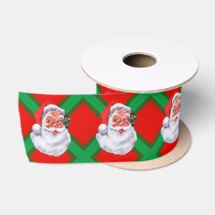 Classic Christmas Santa Claus Red Green 3 in Satin Ribbon