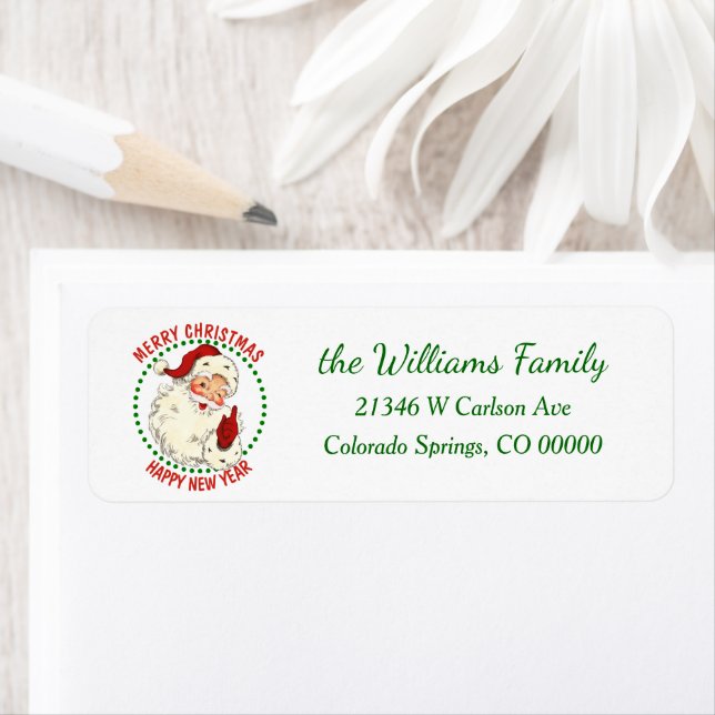 Classic Christmas Santa Claus Return Address Label (Insitu)