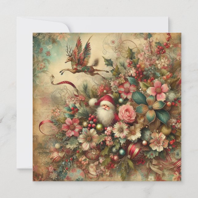 Classic Christmas Santa Greeting Card (Front)