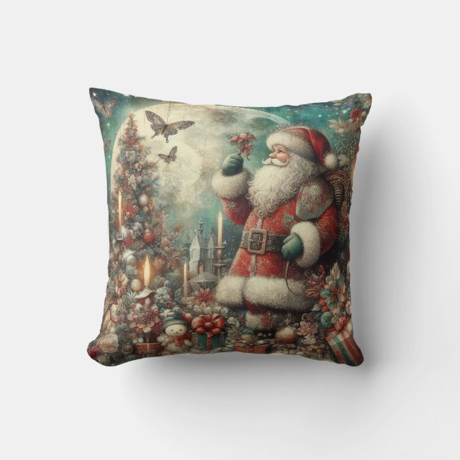 Classic Christmas Santa Throw Pillow (Front)