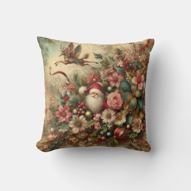 Classic Christmas Santa Throw Pillow (Front)