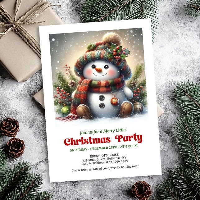 Classic Christmas snowman invite kids party DNL (Classic Christmas snowman invite kids party editable

)