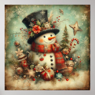 Classic Christmas Snowman Poster