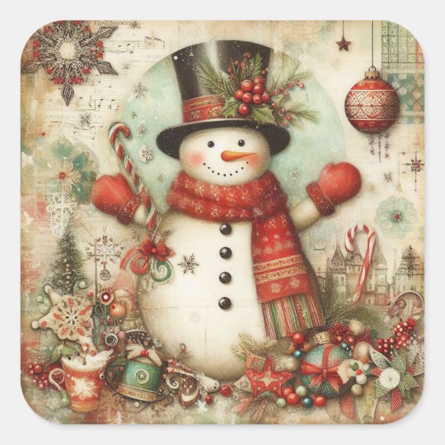 Classic Christmas Snowman Stickers (Front)