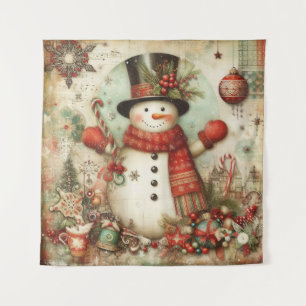 Classic Christmas Snowman Tapestry