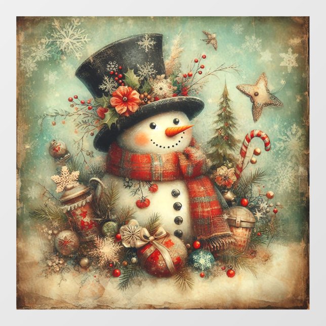 Classic Christmas Snowman Window Cling (Sheet)