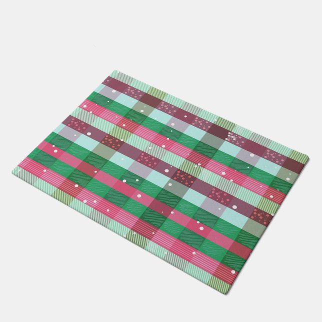 Classic Christmas Stripes Pattern Doormat (Angled)