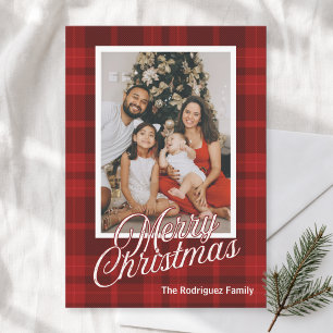 Classic Christmas Tartan Plaid Family Photo Holiday Card