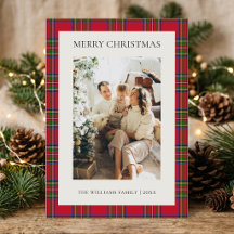 Classic Christmas Tartan Plaid Family Photo
