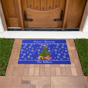 Classic Christmas Tree and Snowflakes Doormat