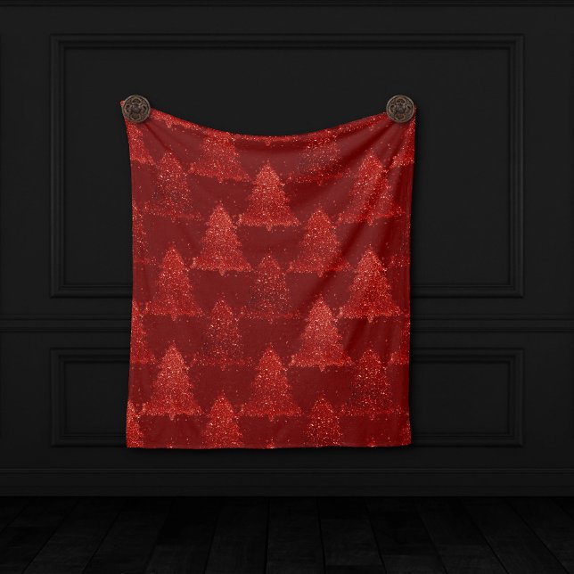 Classic Christmas Tree | Festive Rich Crimson Red Fleece Blanket (Creator Uploaded)