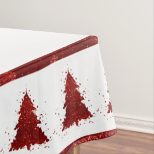 Classic Christmas Tree Festive Rich Crimson Red Tablecloth