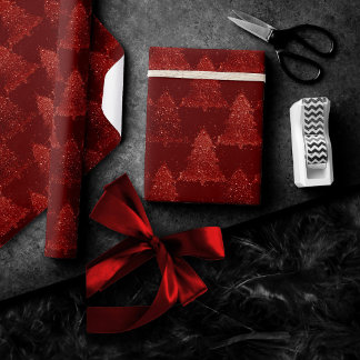 Classic Christmas Tree | Festive Rich Crimson Red Wrapping Paper