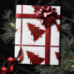 Classic Christmas Tree | Festive Rich Crimson Red Wrapping Paper<br><div class="desc">Tis the season to celebrate and entertain! Modern, dark, and moody palette in a festive abstract holiday design featuring a whimsical sparkly Christmas tree with a frisky paint splatter enhanced and faux metallic glitter. For other colours or matching products, please contact the designer Fharryn c/o JustFharryn@yahoo.com All rights reserved. #zazzlemade...</div>