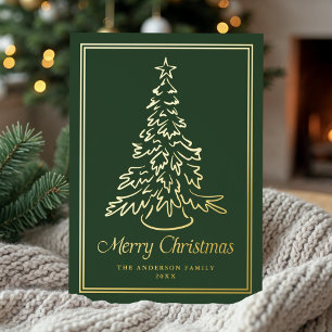 Classic Christmas Tree Forest Green Non-Photo Foil Holiday Card