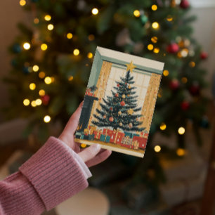 Classic Christmas Tree Golden Star Topper Gifts Holiday Card