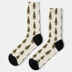Classic Christmas Tree Pattern Socks
