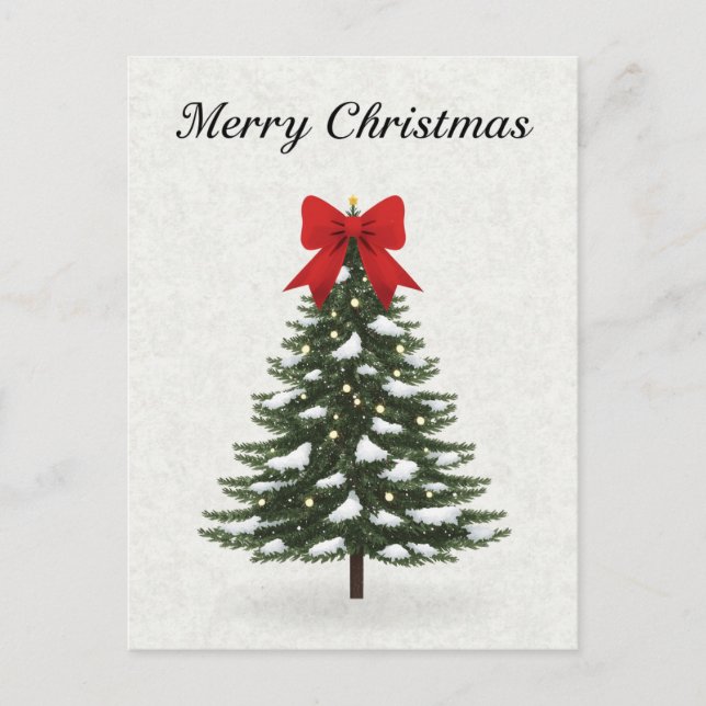 Classic Christmas Tree Red Bow Holiday Postcard (Front)