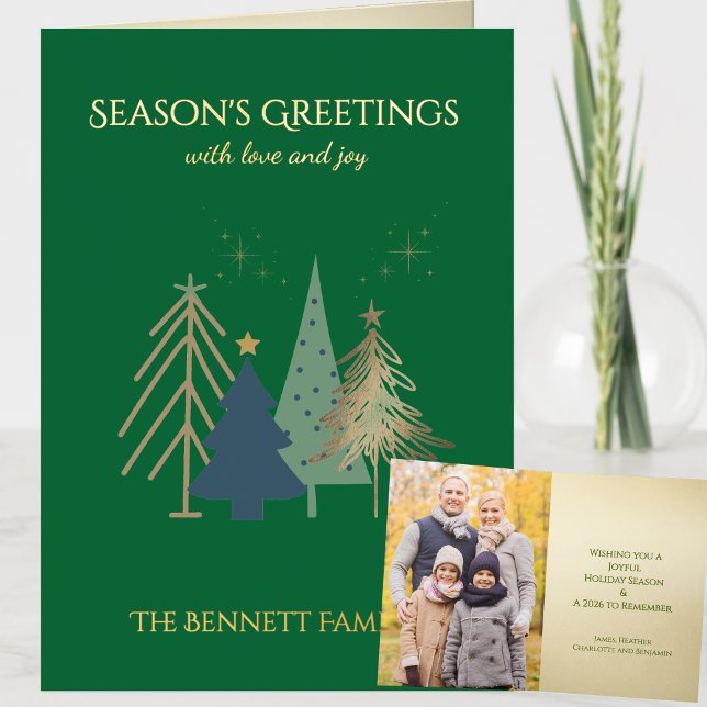 Classic Christmas Tree Seasons Greetings Gold  Foil Greeting Card (Creator Uploaded)