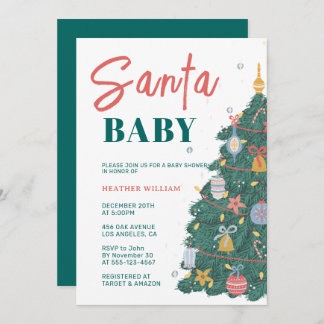 Classic Christmas Tree Winter Retro Baby Shower Invitation