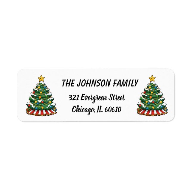 Classic Christmas Tree with Star Return Label Return Address Label (Front)