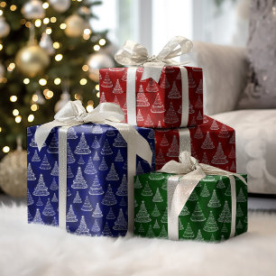 Classic Christmas Trees Sparkle Pattern Wrapping Paper Sheet