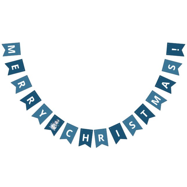 Classic Christmas Watercolor Blue Snowman Bunting (All)