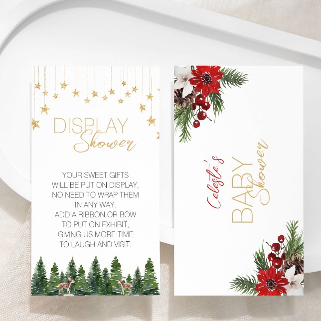 Classic Christmas White Baby Shower Display Shower Enclosure Card (Creator Uploaded)
