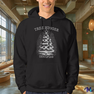 Classic Christmas - White Retro Halftone Tree Hoodie