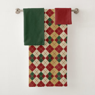 Classic, Christmas/winter argyle patterned Bath Towel Set