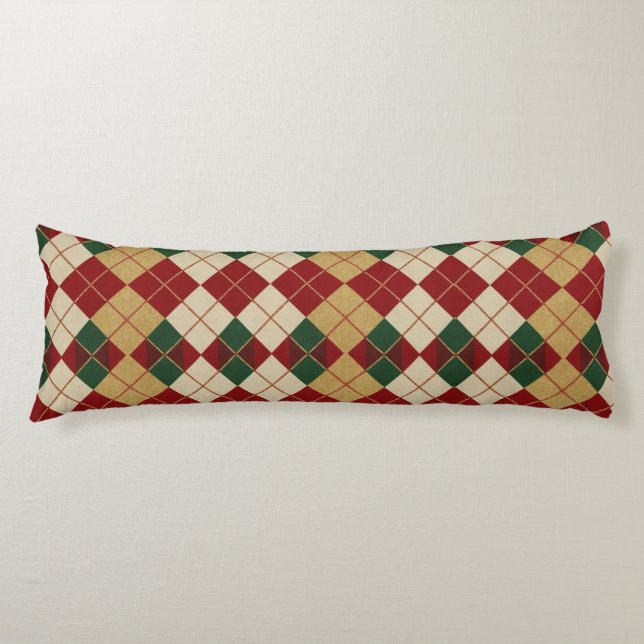 Classic, Christmas/winter argyle patterned Body Cushion (Front)