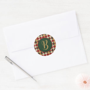 Classic, Christmas/winter argyle patterned Classic Round Sticker