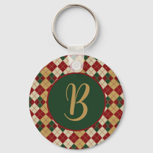 Classic, Christmas/winter argyle patterned Key Ring