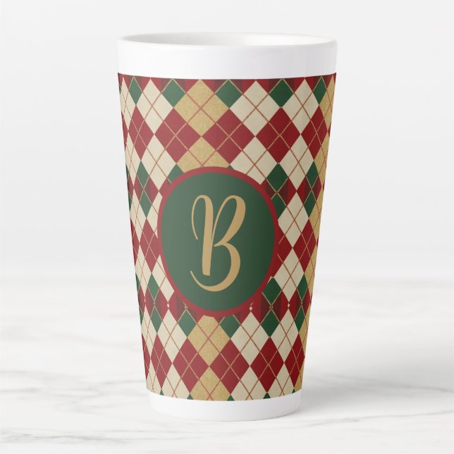 Classic, Christmas/winter argyle patterned Latte Mug (Front)