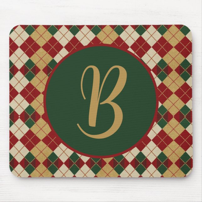Classic, Christmas/winter argyle patterned Mouse Pad (Front)
