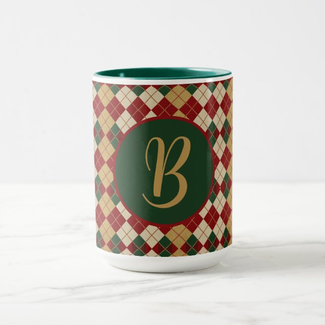 Classic, Christmas/winter argyle patterned Mug (Center)