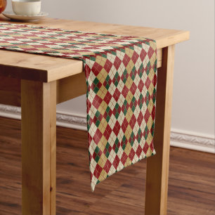 Classic, Christmas/winter argyle patterned Short Table Runner