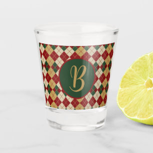 Classic, Christmas/winter argyle patterned Shot Glass