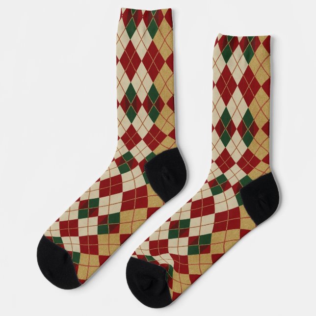 Classic, Christmas/winter argyle patterned Socks (Left)