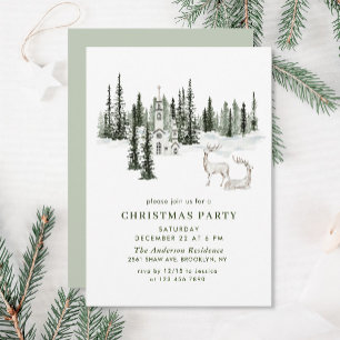 Classic Christmas Winter Forest Holiday Christmas Invitation