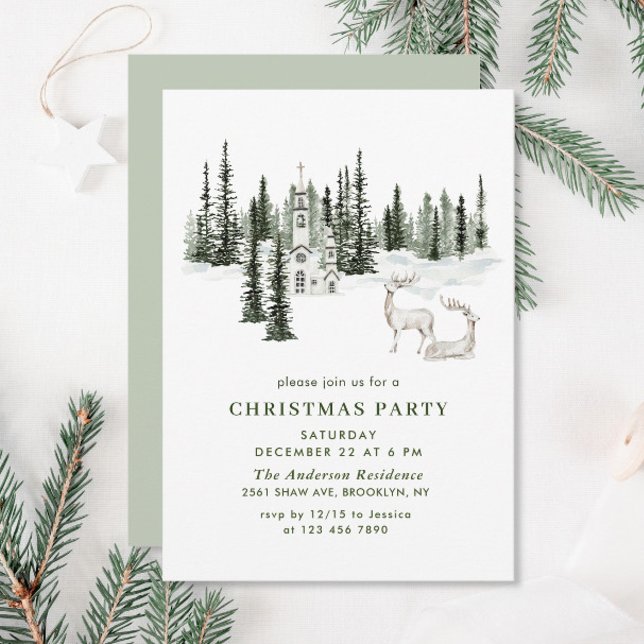 Classic Christmas Winter Forest Holiday Christmas Invitation (Creator Uploaded)