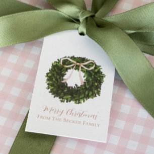 Classic Christmas Wreath Gift Tags - Customisable