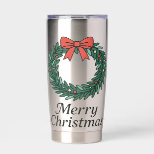 Classic Christmas Wreath – Minimalist Merry Christ Insulated Tumbler