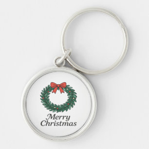 Classic Christmas Wreath – Minimalist Merry Christ Key Ring