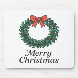 Classic Christmas Wreath – Minimalist Merry Christ Mouse Pad